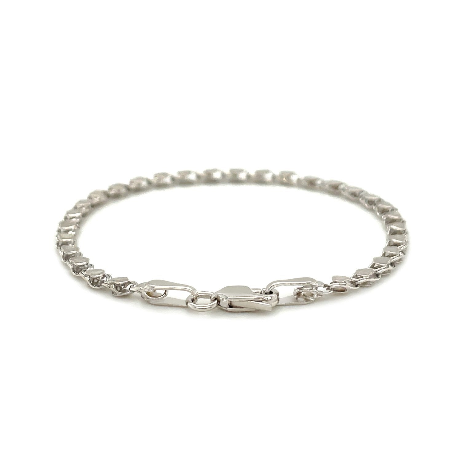 2.9mm 14k White Gold Heart Anklet - Peelerie
